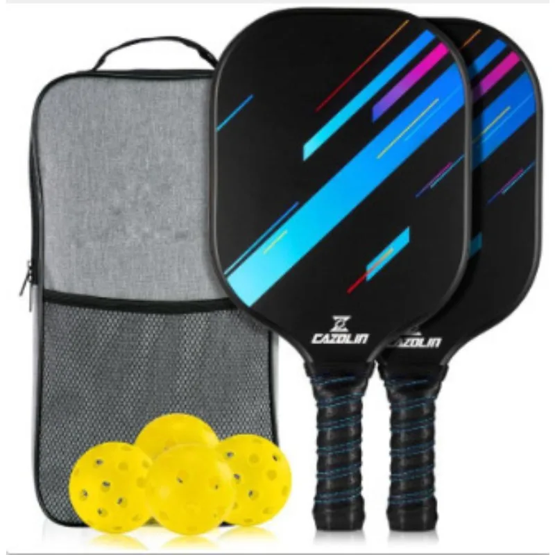 

2026 Print Fiberglass Pickleball Rackets Set of 2 Rackets & 4 Pickleballs Balls Pickle-Ball Racquet with Balls Sports Accessory