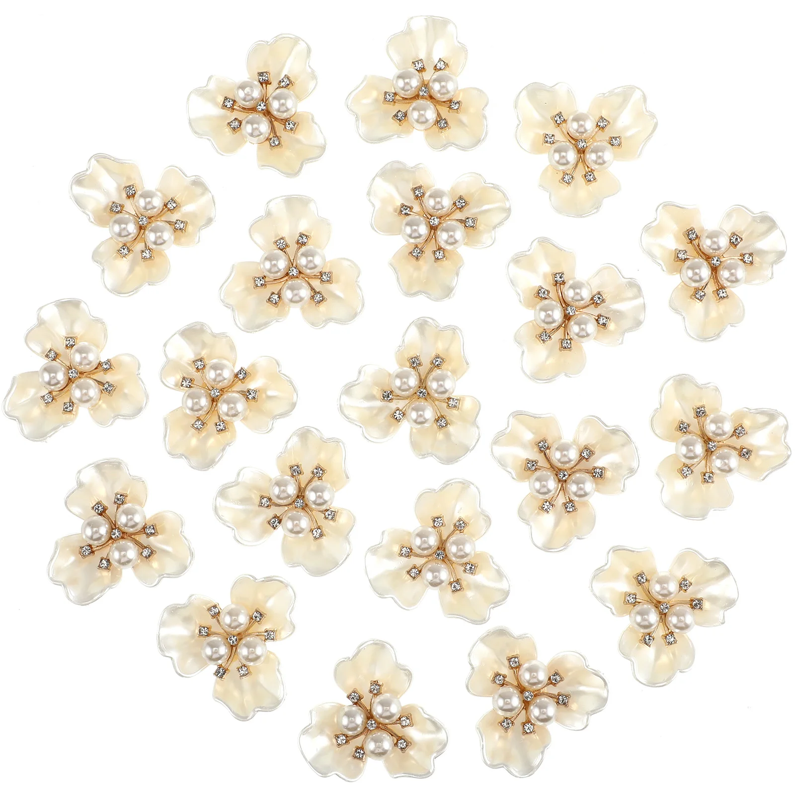 

20pcs Pearl Flower Jewelry Elegant Rose Headwears High Quality Alloy Hair Accessories Women Charm Embellishment Handmade Sewing