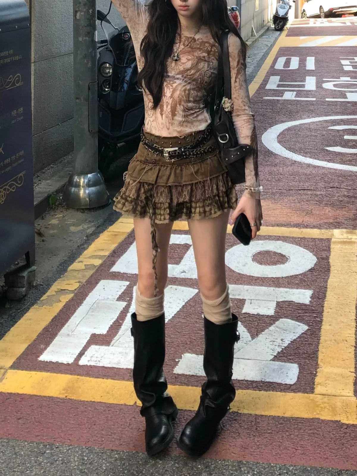 Retro High Tube Boots Women's Autumn Winter New Style Long Tube Boots High Tube Pile Booties Sexy British Style mid Tube Knig...