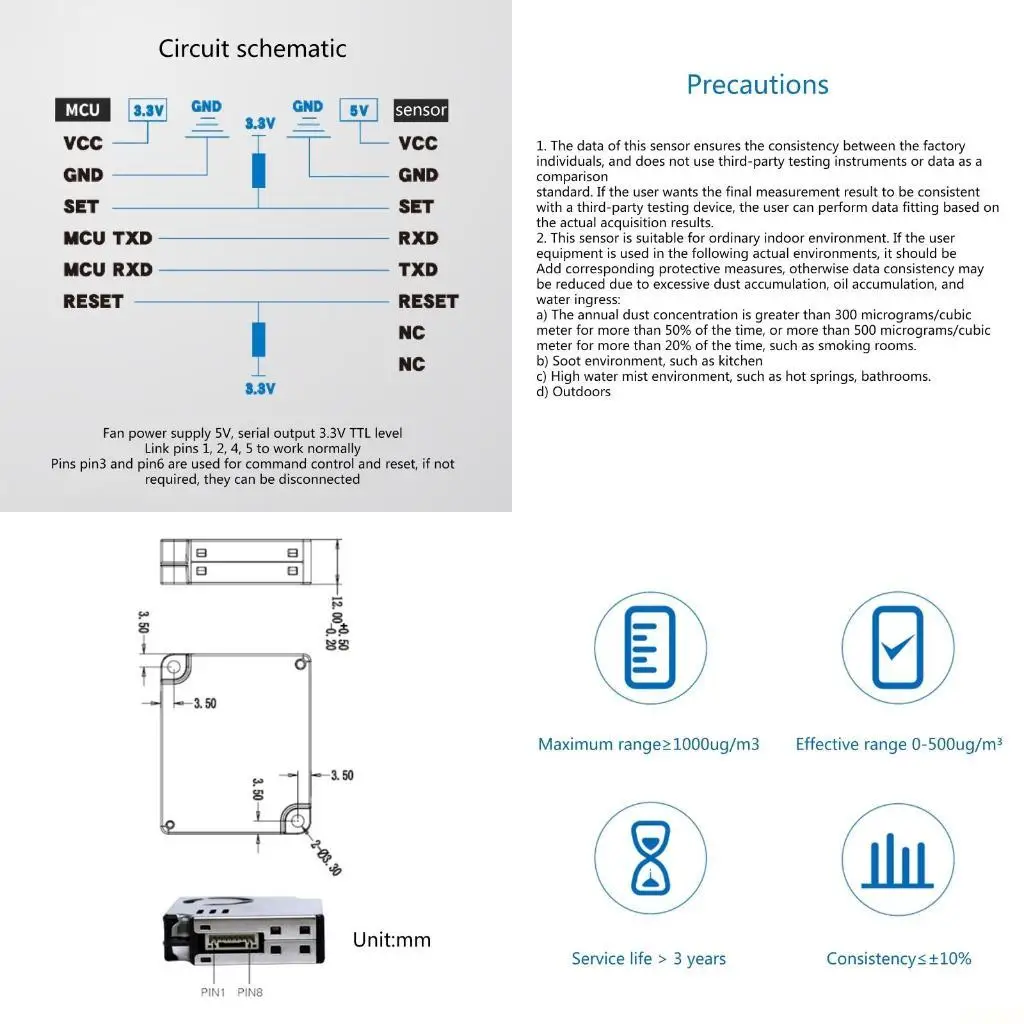 B03F Air Quality Detector PM2.5 High Accuracy Detection PMS9003M Dust Particle Module Detect Suitable for-Arduino