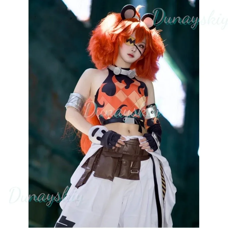 20151123 Koleda Belobog Cosplay Costume Game Zenless Zone Zero Anime Wig Heavy Industries Uniform Orange Long Hair Headgear Glov