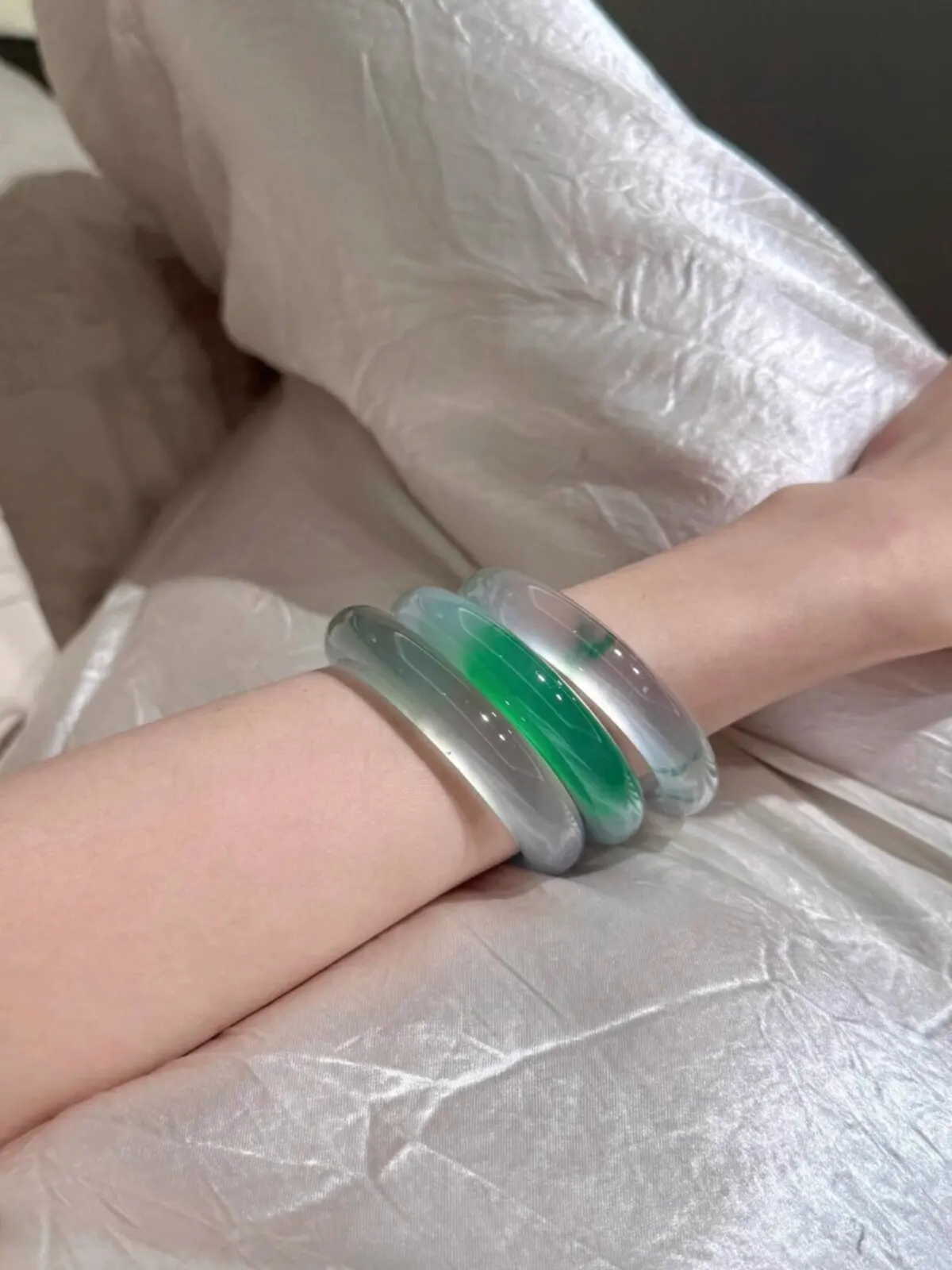 

Браслет из нефрита High Ice Seed Water Foam Jade, синий, с эффектом льда, High Ice Blue Ice Sub Bracelet