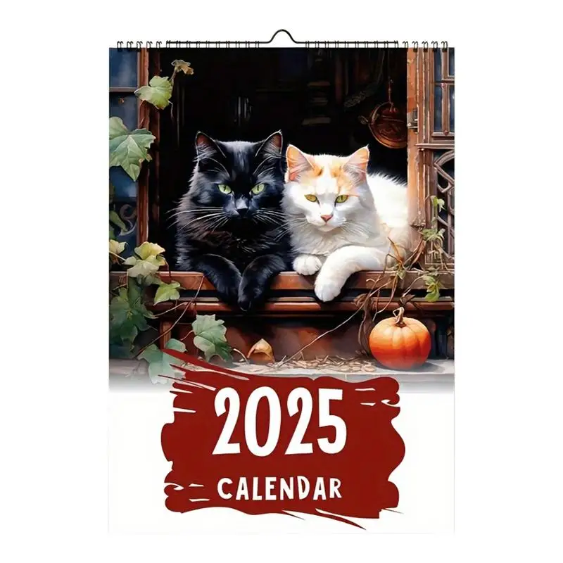 Cat Illustration Wall Calendar 2025 January To December Monthly Calendar Novelty Year Planners Teachers Students Calendar