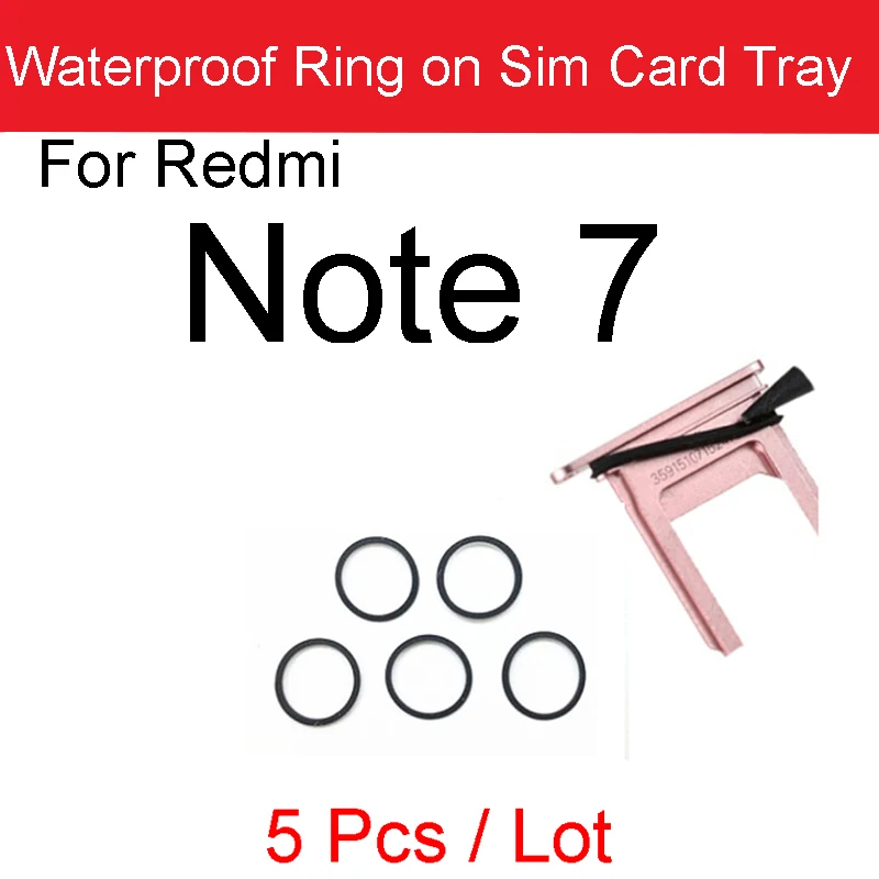 5PCS SIM Card Tray Waterproof Rubber Seal Ring Gasket For Xiaomi Redmi Note 9 Pro RedRice Note 7 9Pro Circle Holder Repair Parts