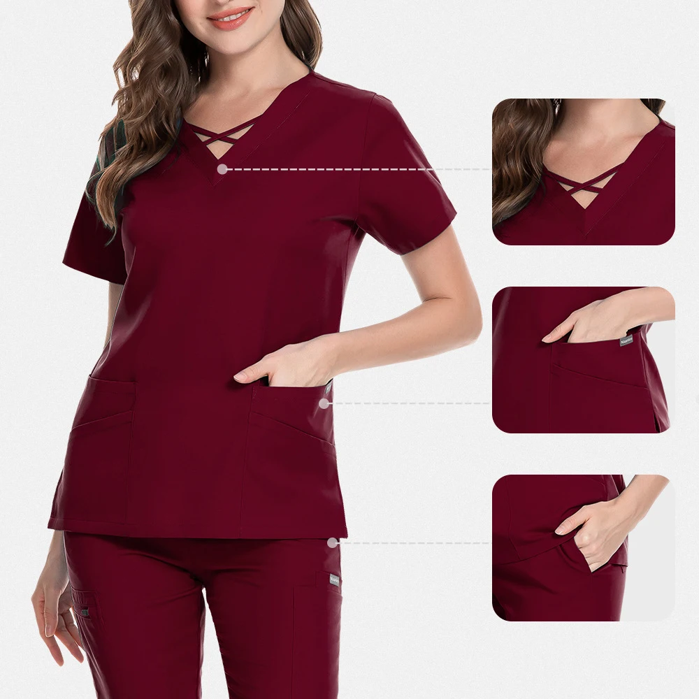 

Classic Nurse Scrubs Set V Neck Short Sleeve Comfortable Medical Uniform for Nurse Student Professional Nurse Accessories Scrub
