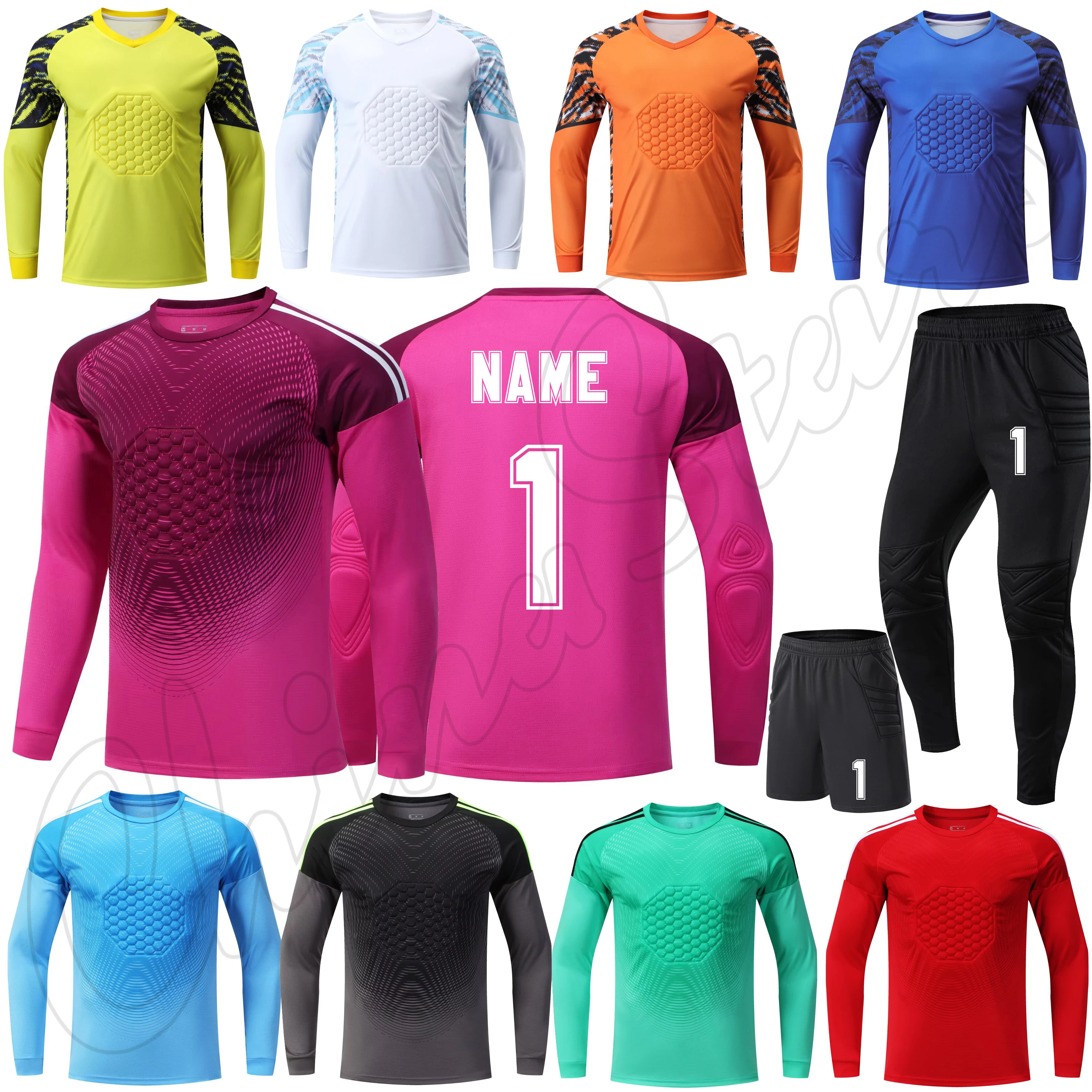 Men Football Jerseys Goalkeeper Jersey Pant Boys Long Sleeve Survetement Football Uniform Women Soccer Shorts Goalie Traning Kit