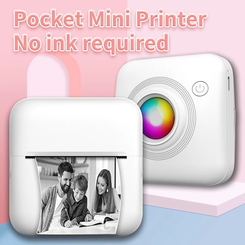 Mini Pocket Label Printer, Inkless, Sem fio, Bluetooth, Tags térmicas, Embarque Pass, Note Photo Printing, Portátil