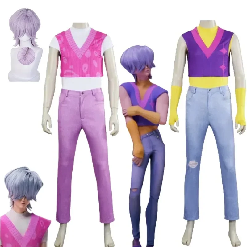 

KPop Demon Hunters Saja Boys Mystery Cosplay Costume Top Pants Wig Set Adult Kids Halloween Carnival Party Roleplay Outfits