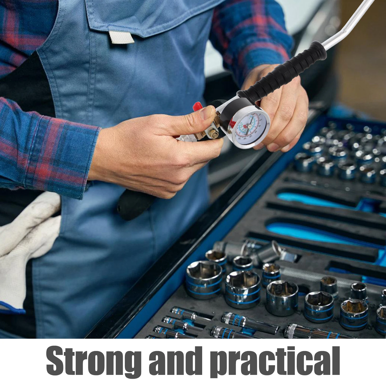 

Heavy Duty Truck Tire Inflator Gauge Extended Nozzle Bent Tube Inflation High Precision Pressure Measurement Durable