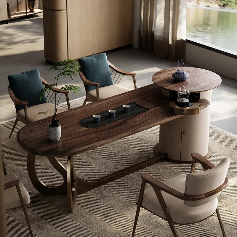 High quality Brand new and suitable for Luxus schwarzer Nussbaum Massivholz Teetisch