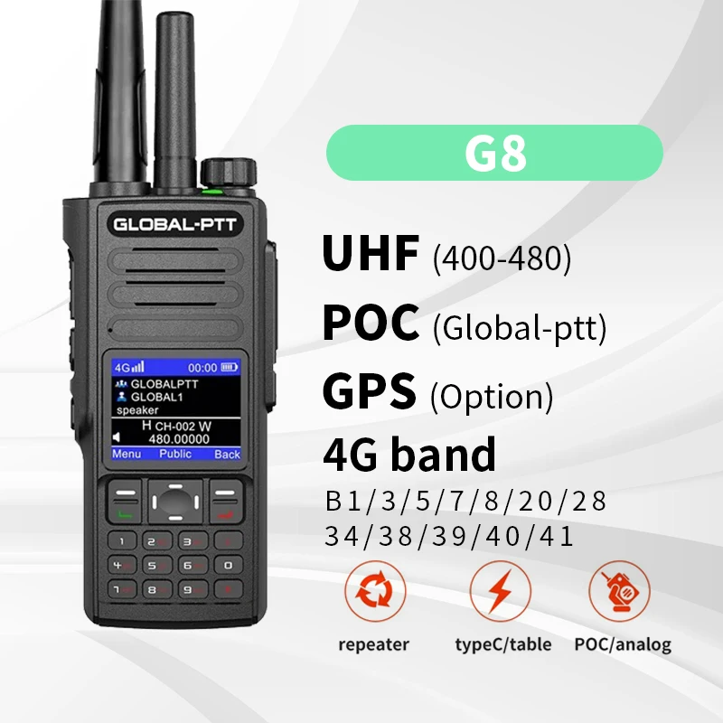 Global PTT-Talkie Walperforé G8, 4G POC UHF, commutateur injuste, station longue portée 5000km, radio amateur bidirectionnelle professionnelle Transcsec