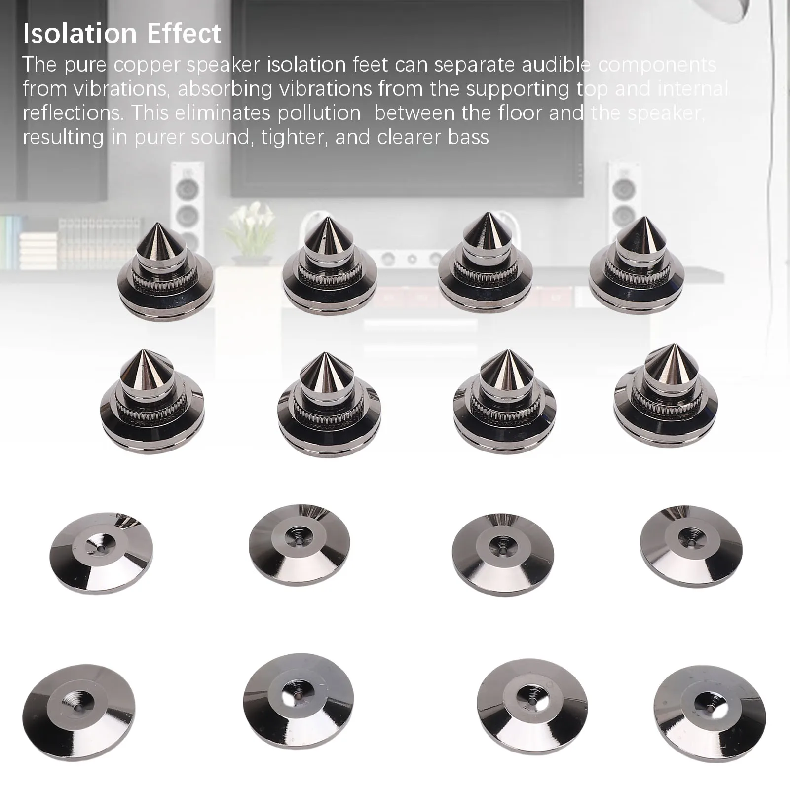 8PCS Lautsprecher Basis Spikes Einstellbare Höhe Lautsprecher Isolation Ständer Füße Polieren Prozess Einfache Installation für CD DVD Spieler