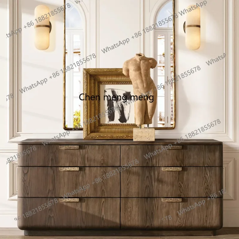 

Retro solid wood 6 chest, bedroom bedside cabinet 9 draw dresser, villa hotel export furniture customization