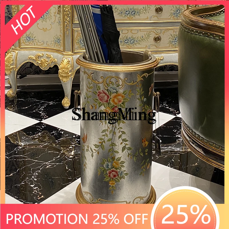 

CL retro hand-painted silver foil luxury villa living room storage bucket umbrella bucket
