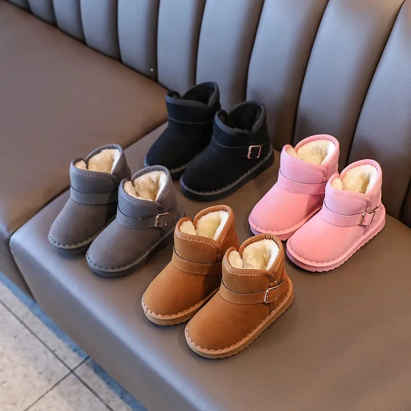 Baby Winter Snow Boots Warm Plush Leather Toddler Shoes Fashion Boys Girls Anti-slip Rubber Sole Baby Sneakers Infant Boots