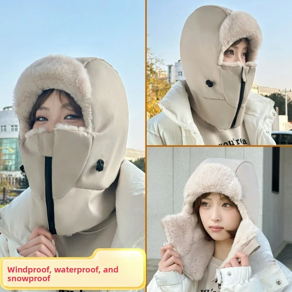 New Warm Scarf Mask Integrated Hat Windproof Breathable Pullover Cap 3-in-1 Coldproof Ear Protection Hat Autumn and Winter