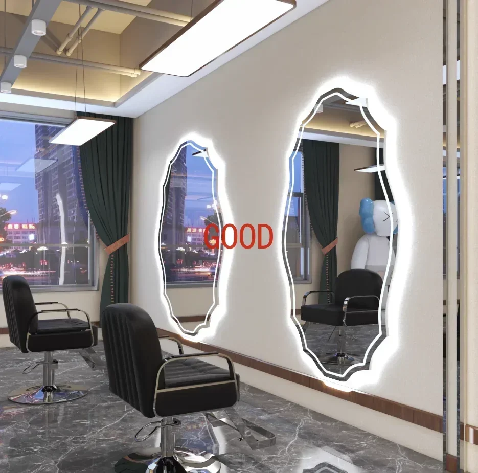 Barber Shop Hair  Dressing Table Single-Sided Special-Shaped Hair Cutting Mirror Hair  Wall-Mounted Hot Dyeing Mirror