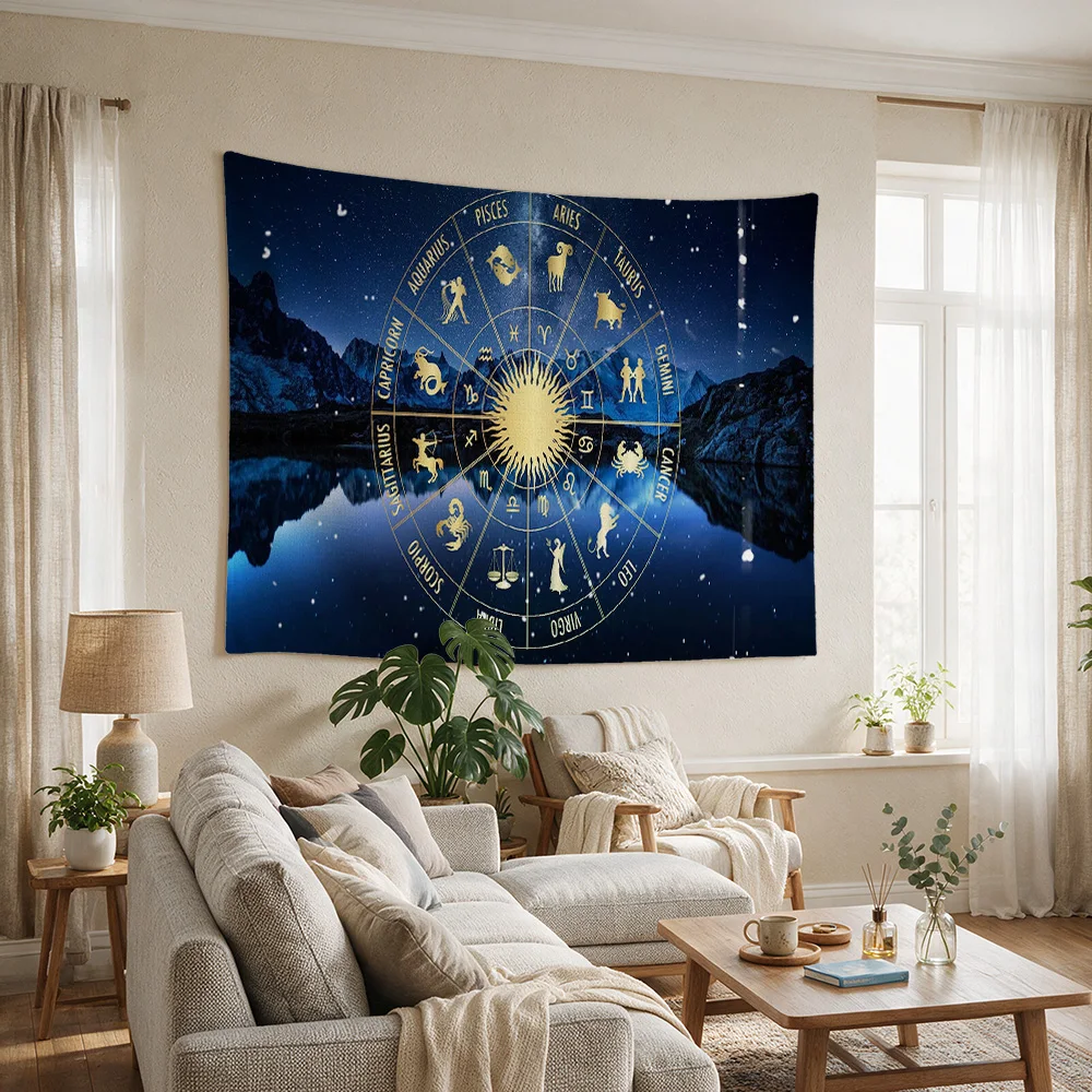 Large Celestial Zodiac Constellation Wall Tapestry Astrology Star Map Boho Nursery Decor Room Art