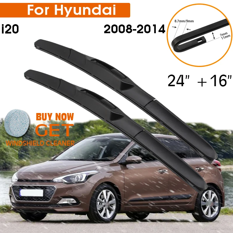 Car Wiper Blade For Hyundai i20 2008-2014 Windshield Rubber Silicon Refill Front Window Wiper 24\