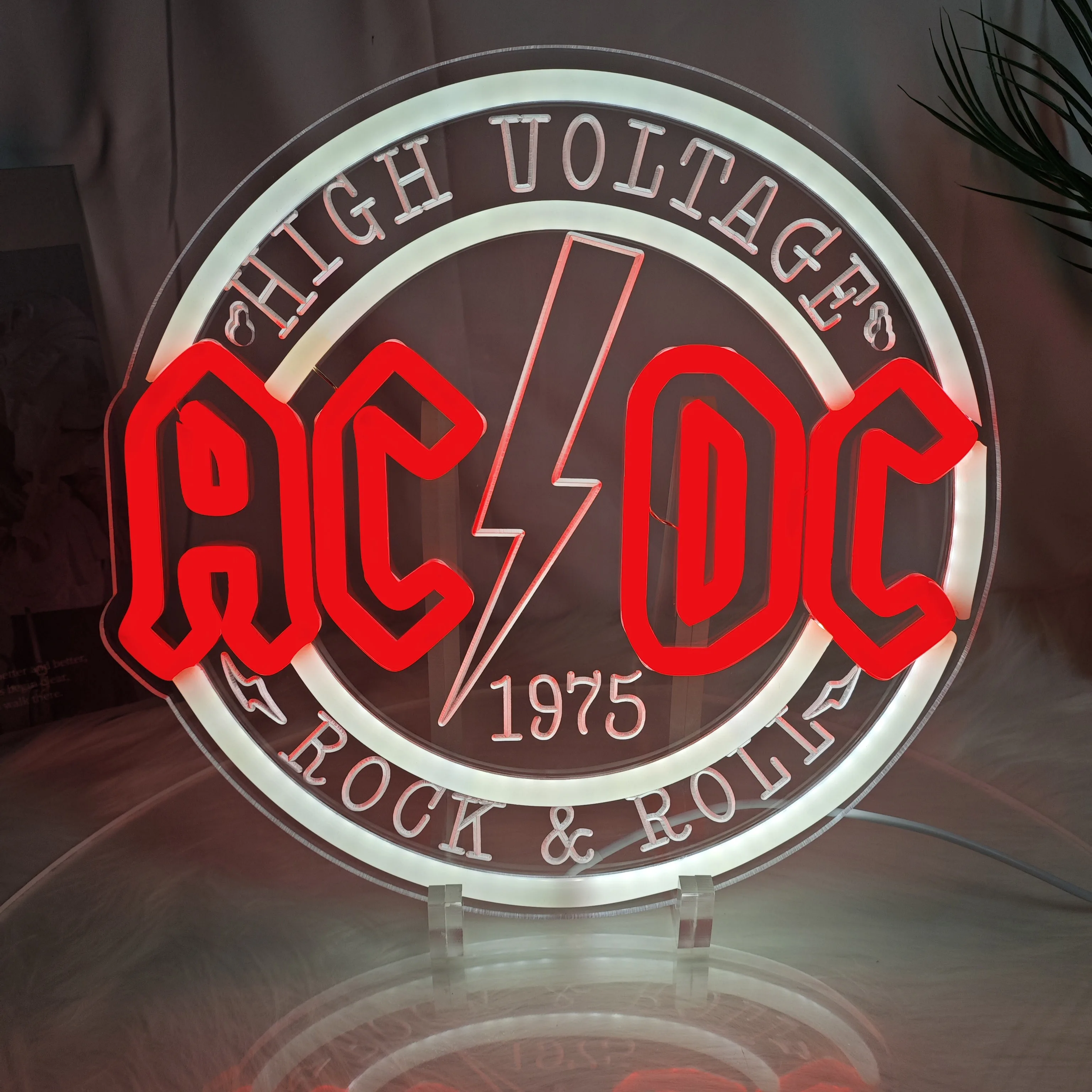 

1 AC/DC rock music 1975 neon sign, suitable for home bars, taverns, entertainment rooms, game rooms, and garage walls