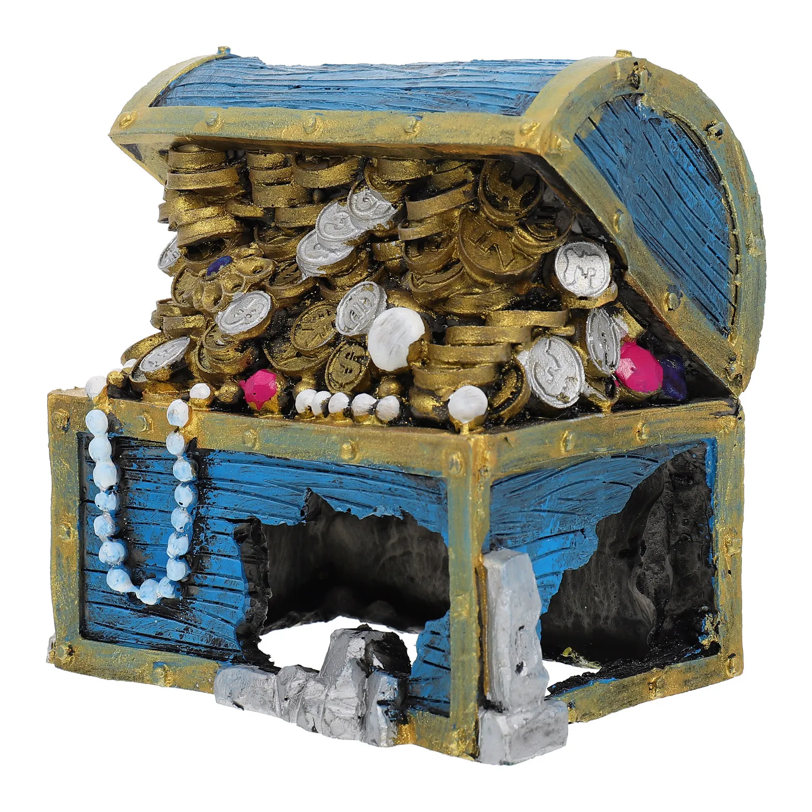 1Pcs Resin Fish Tank Treasure Chest Aquarium Decoration for Landscape Design Vivid Natural Look Fade Resistant Eco Friendly Safe