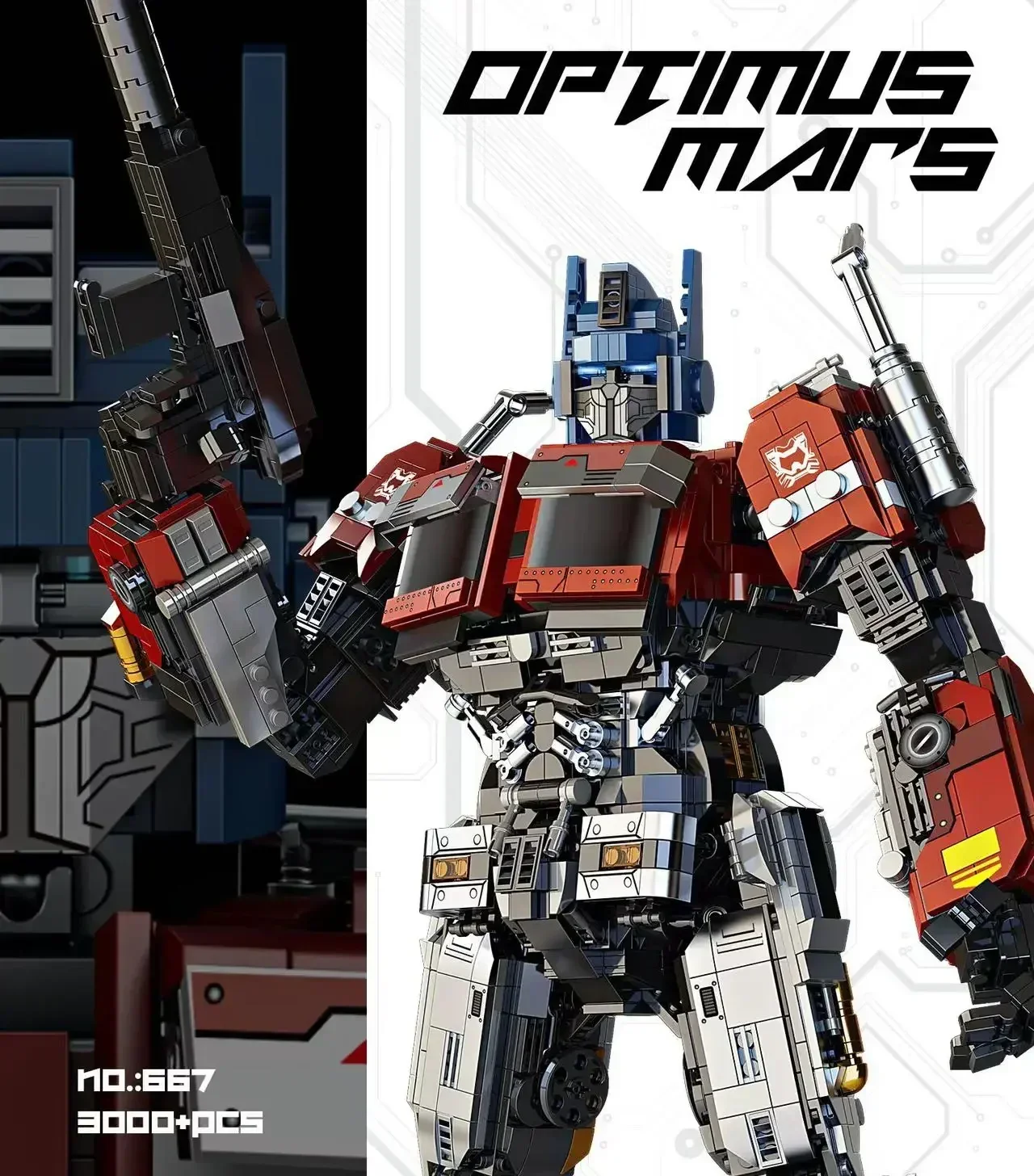 Optimus Primed Transformation Robot Block Brinquedos para Crianças, Big Truck Transforming Robot Brinquedos, Blocos de Construção do Filme, 667, 3000Pcs