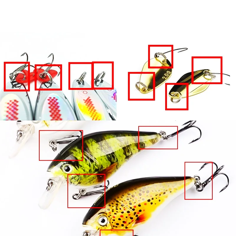 50 pz/lotto in acciaio inossidabile Split Ring pesca doppio ovale solido Split Ring accessori per gancio da pesca Snap Lure girevole chiave fai da te