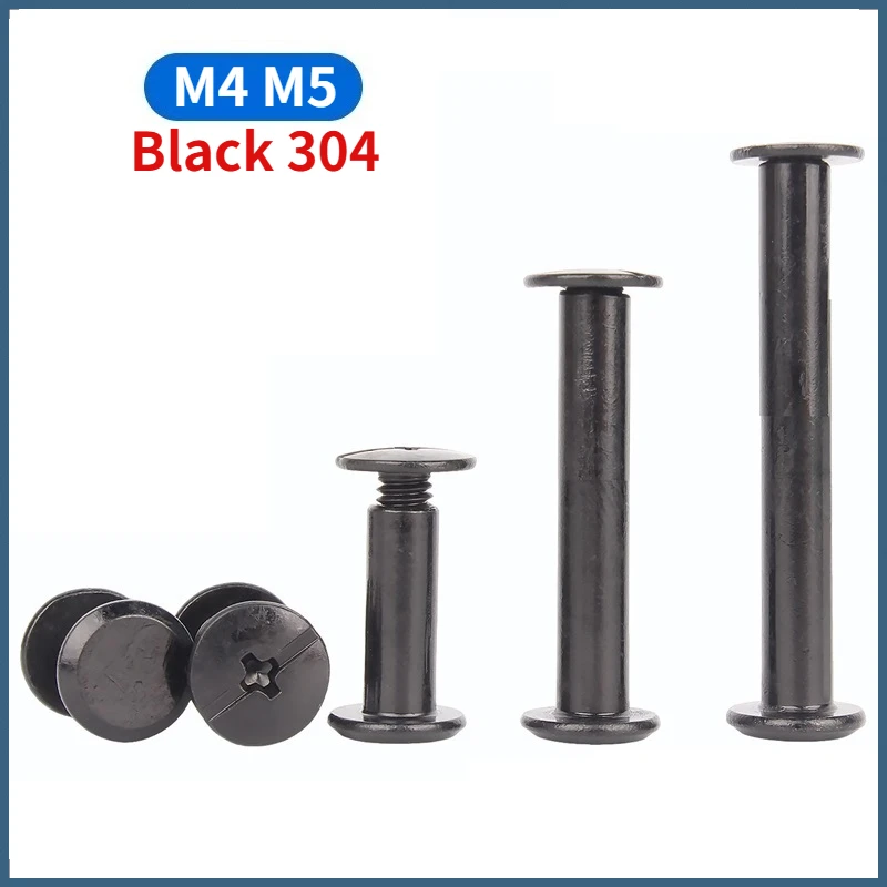 M4 M5 Black 304 Stainless Steel Chicago Screw Leather Bag Belt Photo Scrapbook Album Book Post Binding Rivet Butt Screws