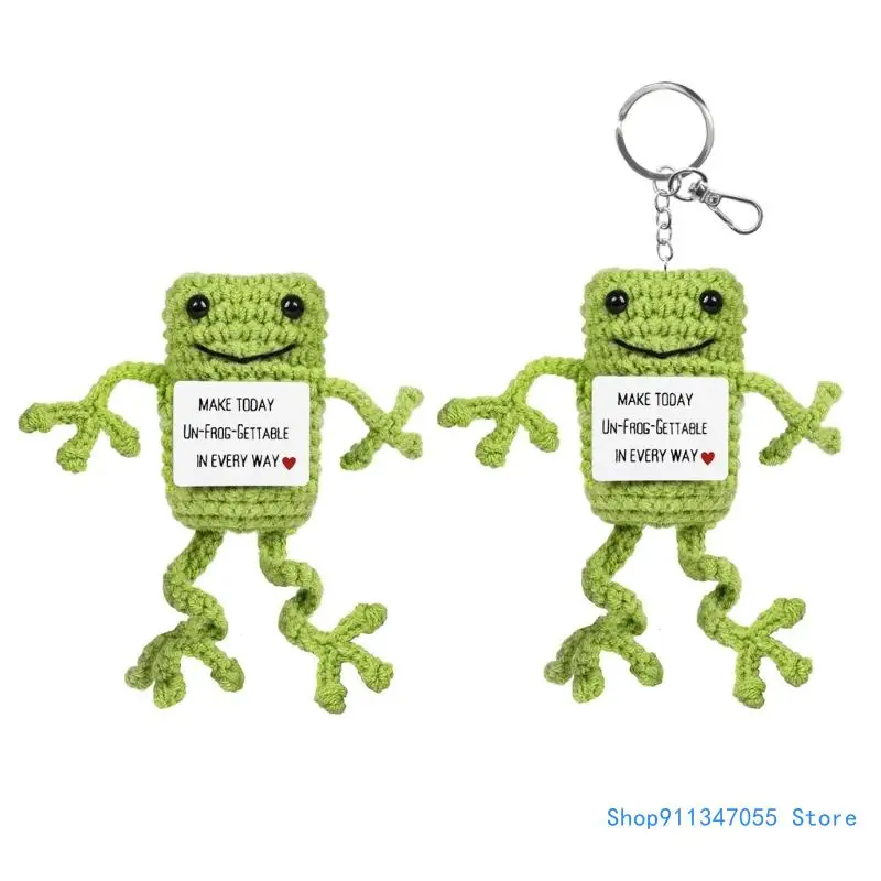 Adorable Crochet Frogs Figurine with Encouragement Words for Unique Home Decors Novelty Birthday Gift Drop shipping