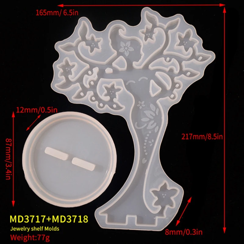 

DIY Crystal Epoxy Silicone Beauty Jewelry Holder Mould Jewelry Display Stand Mirror Swing Table Silicone Mould