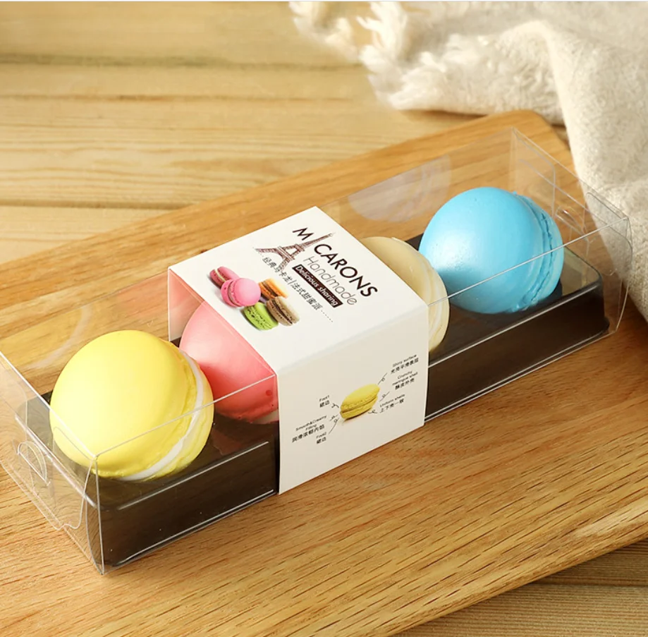 50pcs Macaron Packaging Box High-End French Biscuit Candy Carton Window Open PET Transparent 4/6 Grain Baking Drawer Type