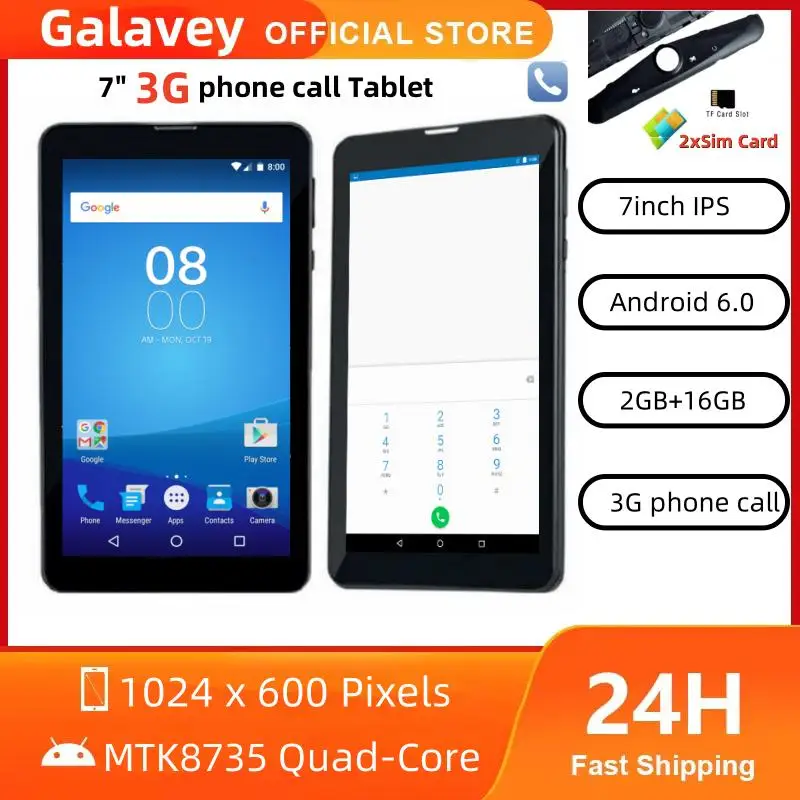 Android 6.0 LF705 3G Phone Call 7 INCH Tablets MTK8735 Quad Core CPU 2GB RAM ROM 16GB 1024*600 IPS 2 X Sim Card
