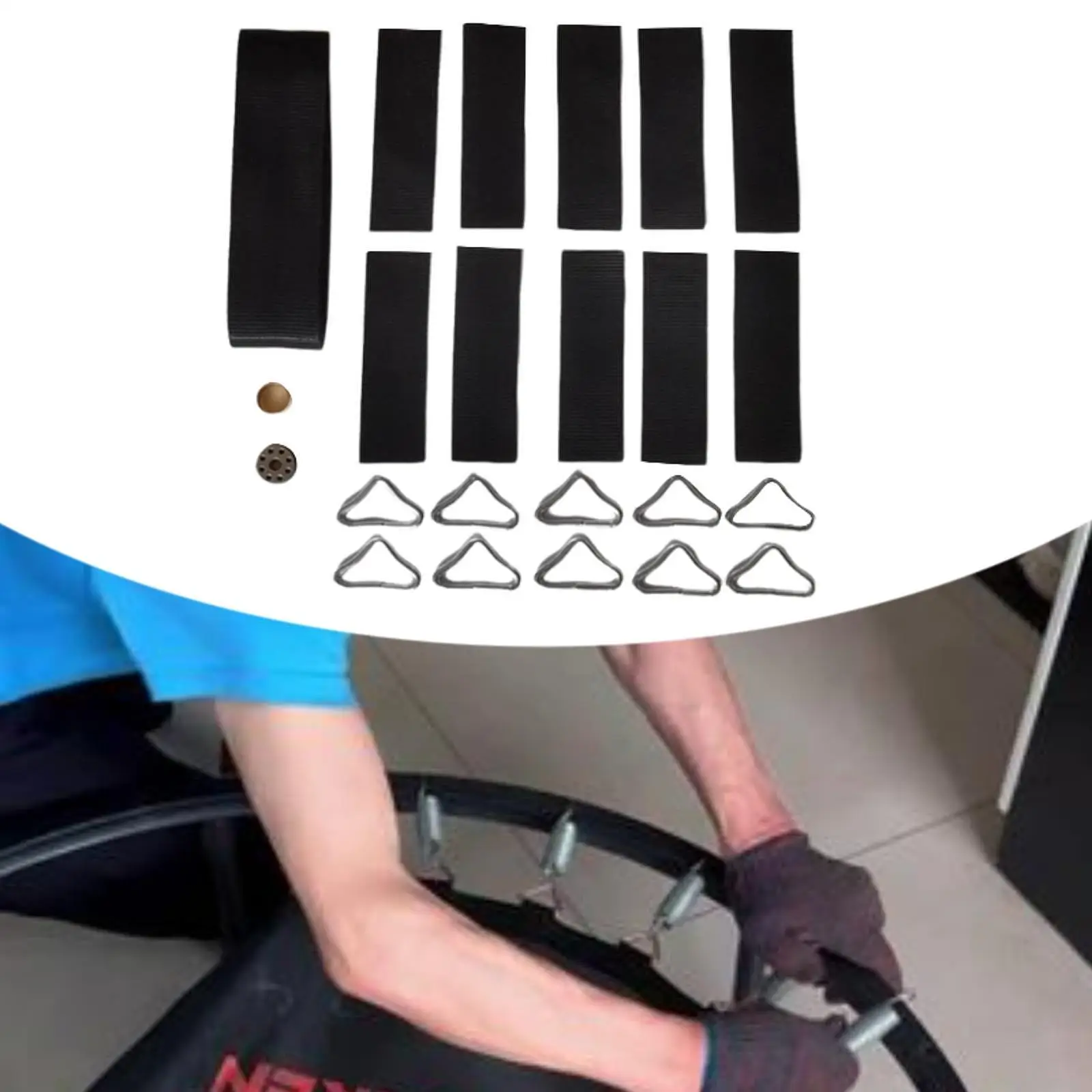 

Trampoline Patch Repair Comprehensive Kit Triangle Rings High Strength Mat Replacement for Protective Mesh 305cm