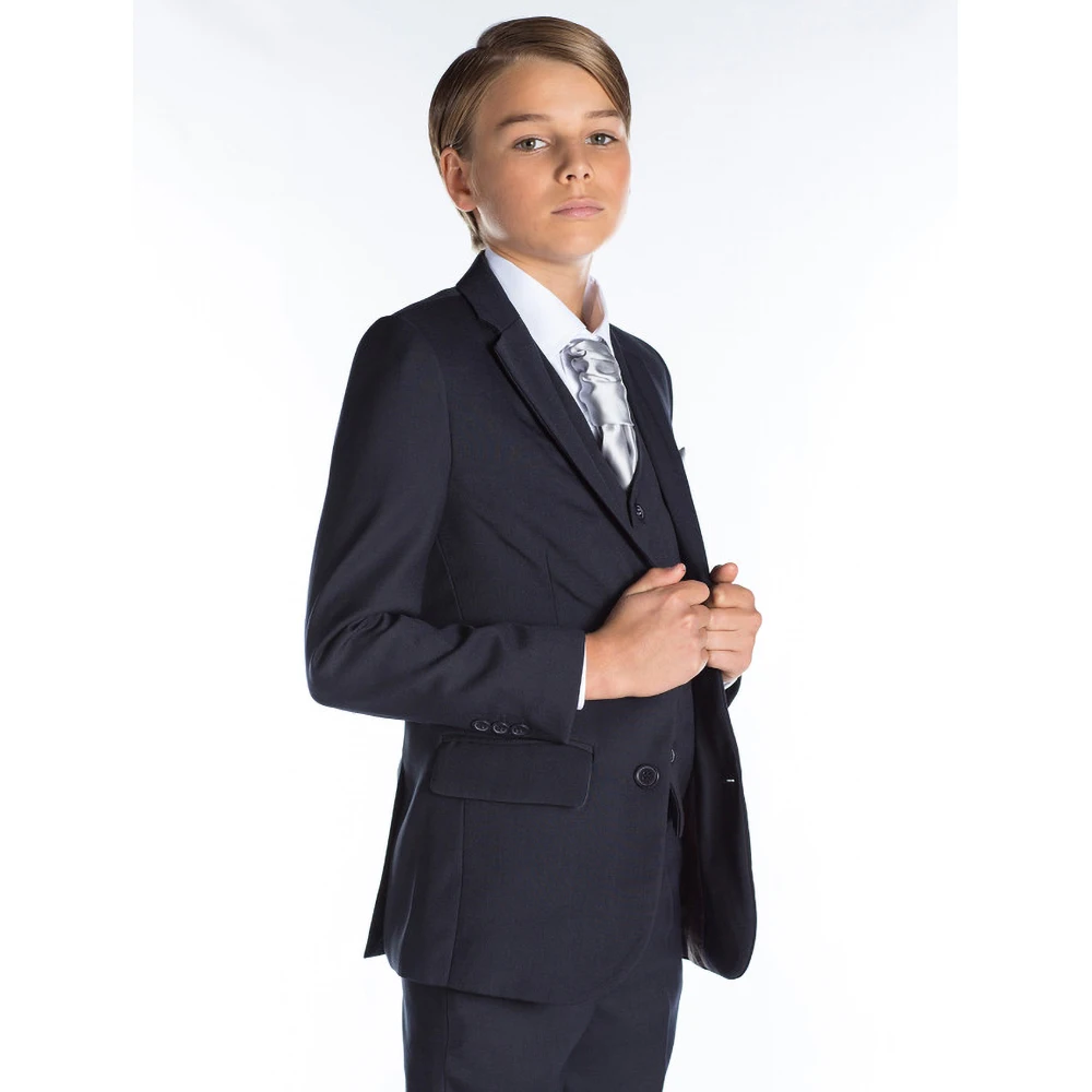 Formal Notch Lapel Single Breasted Sets for Children 3 Pieces Fashion Causal Party Wedding Tuxedos Chic Black Kids Clothes