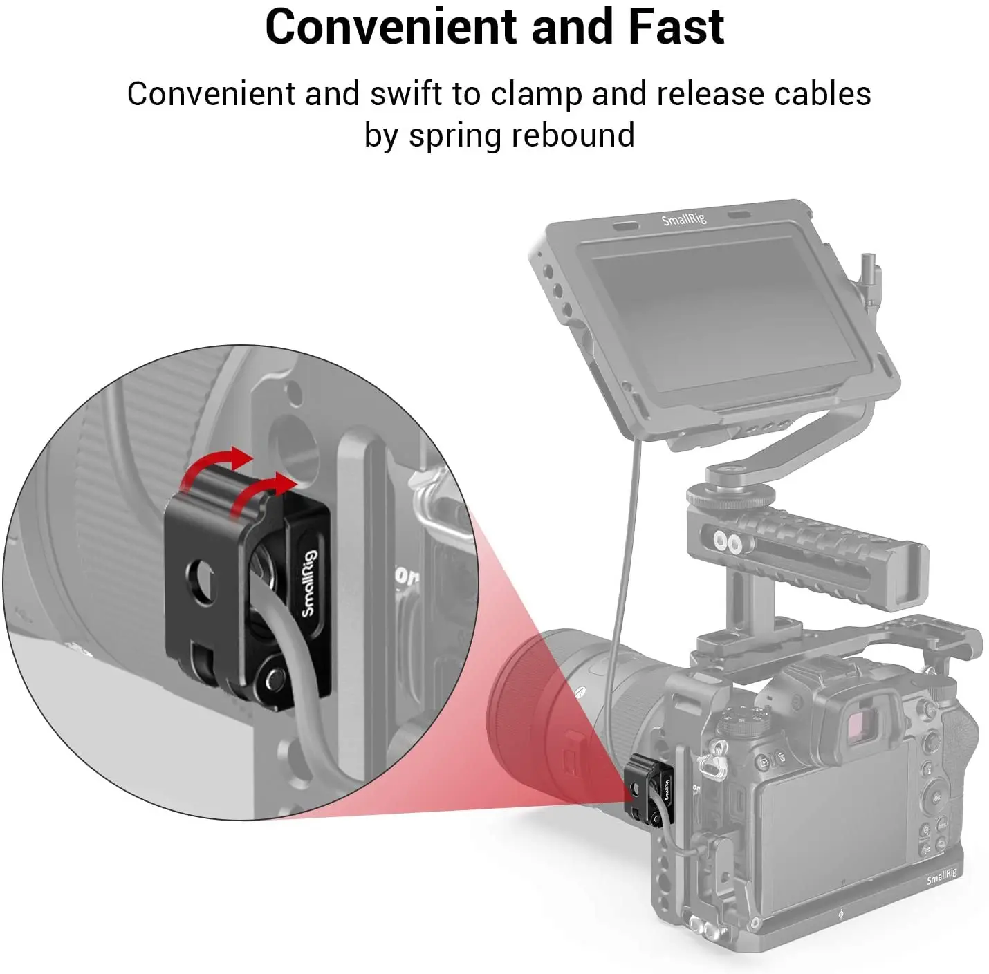 SmallRig Universal Spring Cable Clamp (2pcs) Lightweight & Portable Cable Clamp Suit for HDMI Cables Shutter and Headphone Cable