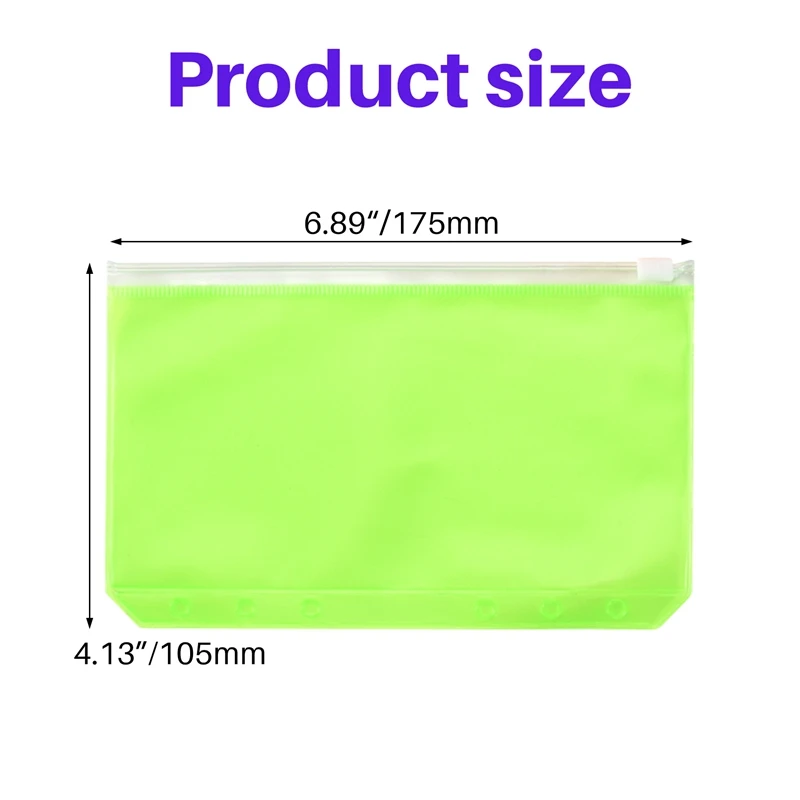 14 Stuks Bindmiddel Zakken A6 Maat 6 Gaten Bindmiddel Rits Mappen Waterdicht Pvc Losse Bladzakken Voor 6-Ring Binder Notebook