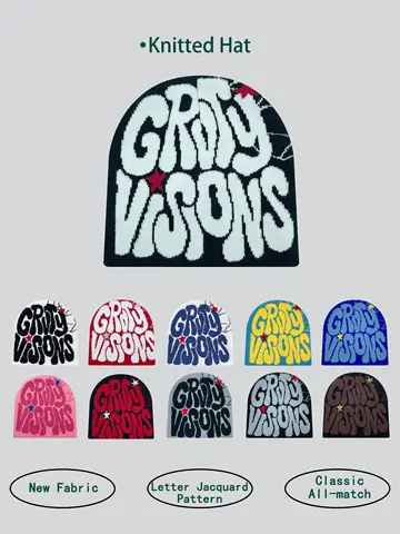 1PCS European and American popular acrylic material GR letter jacquard outdoor fashion knitted hat for men and women beanie hat