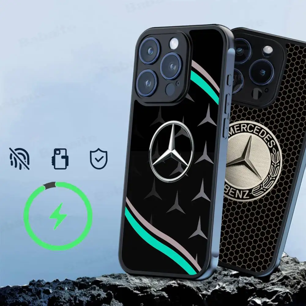 

Car M-Mercedes-Benz Black For Magsafe Magnetic Phone Case For IPhone 16 15 17 Pro Max 11 12 13 14 Plus Cover