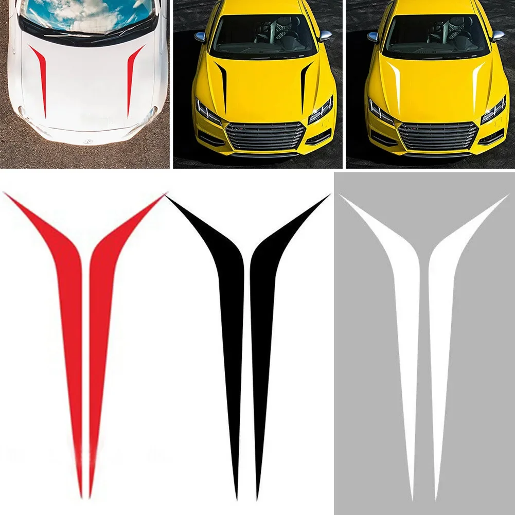 2Pcs Car Hood Stickers Auto Hood Stripes Sticker DIY Bonnet Decor Accessories For BMW Honda Toyota Car Stickers And Decals NEW