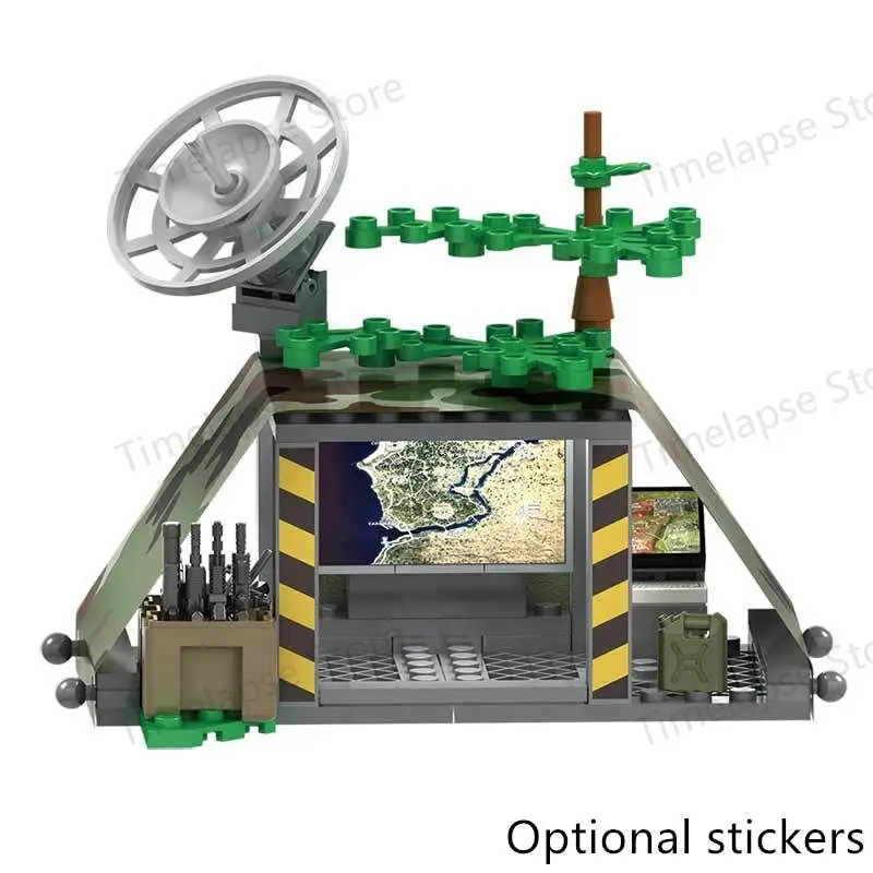 MOC World Camo tent command room weapons equipment Sentry War Scene Military City Building Blocks Model Bricks Kits Sets Ideas