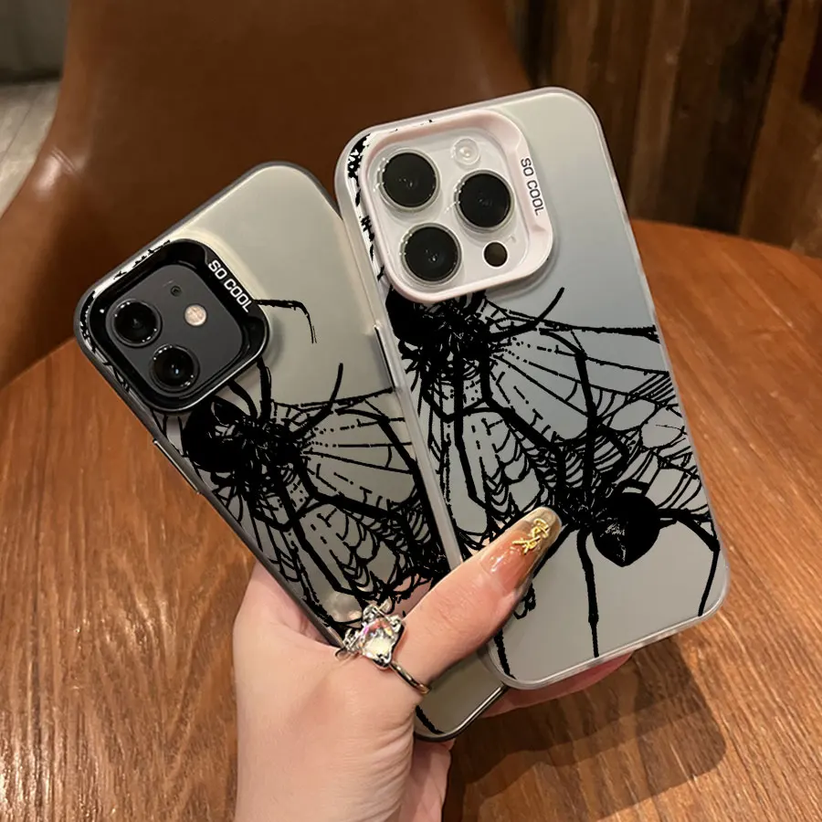 블랙 웹 스파이더 폰 아이폰 17에서 11 프로 맥스 플러스용