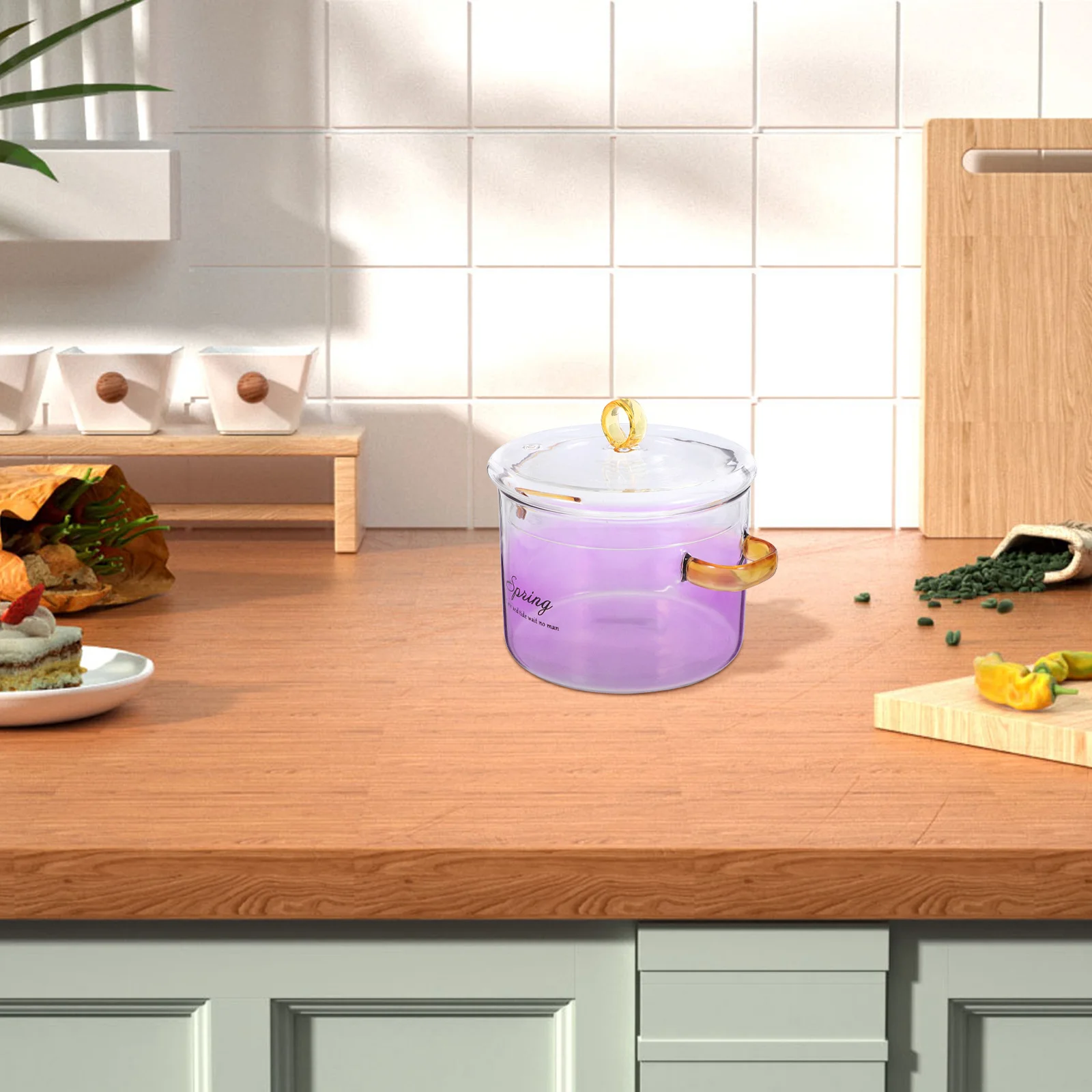 

1500Ml Glass Stew Pot High Borosilicate Heat Resistant Clear Cookware for Soup Ramen Pasta Milk Dual Handle Stovetop Microwave