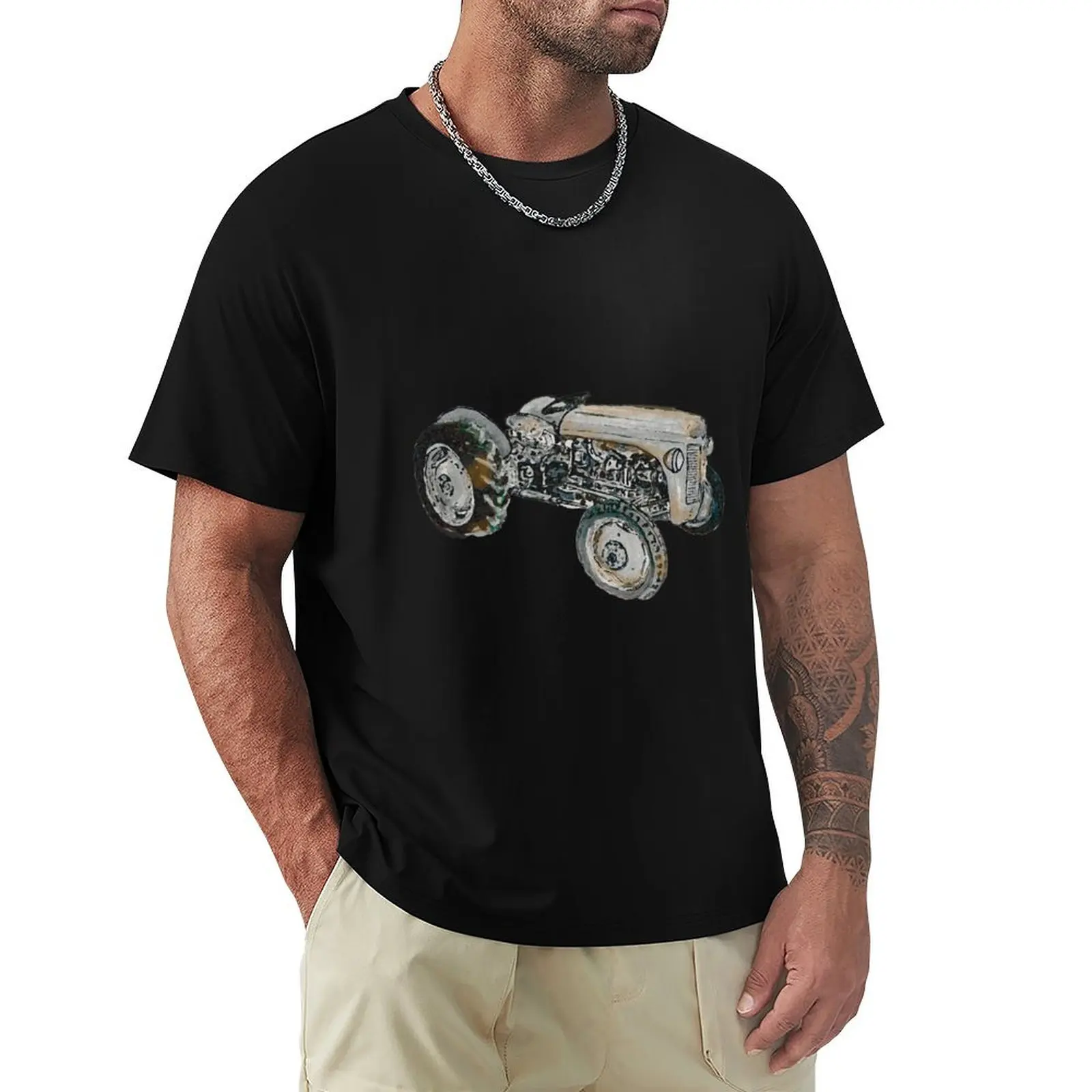 Painting of Ferguson Tractor T-Shirt Lightweight Gym Training T-Shirt