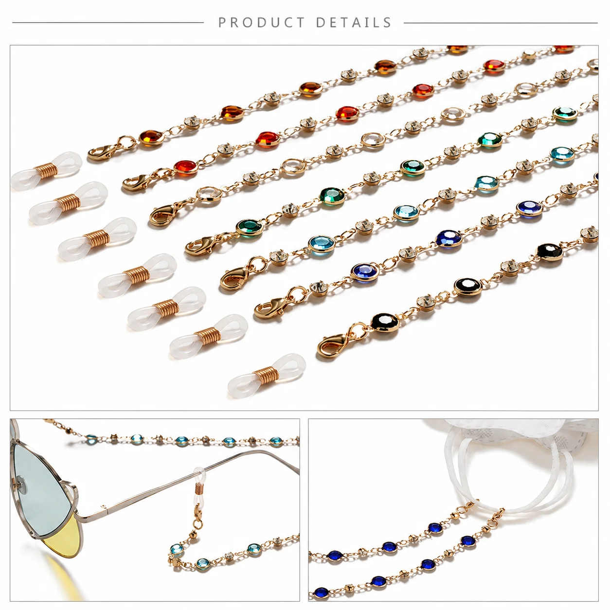 지르콘 컬러풀 크리스탈 안경 체인 라인스톤 분실 방지  - Sunglass Retainer Cord 리뷰 및 가격