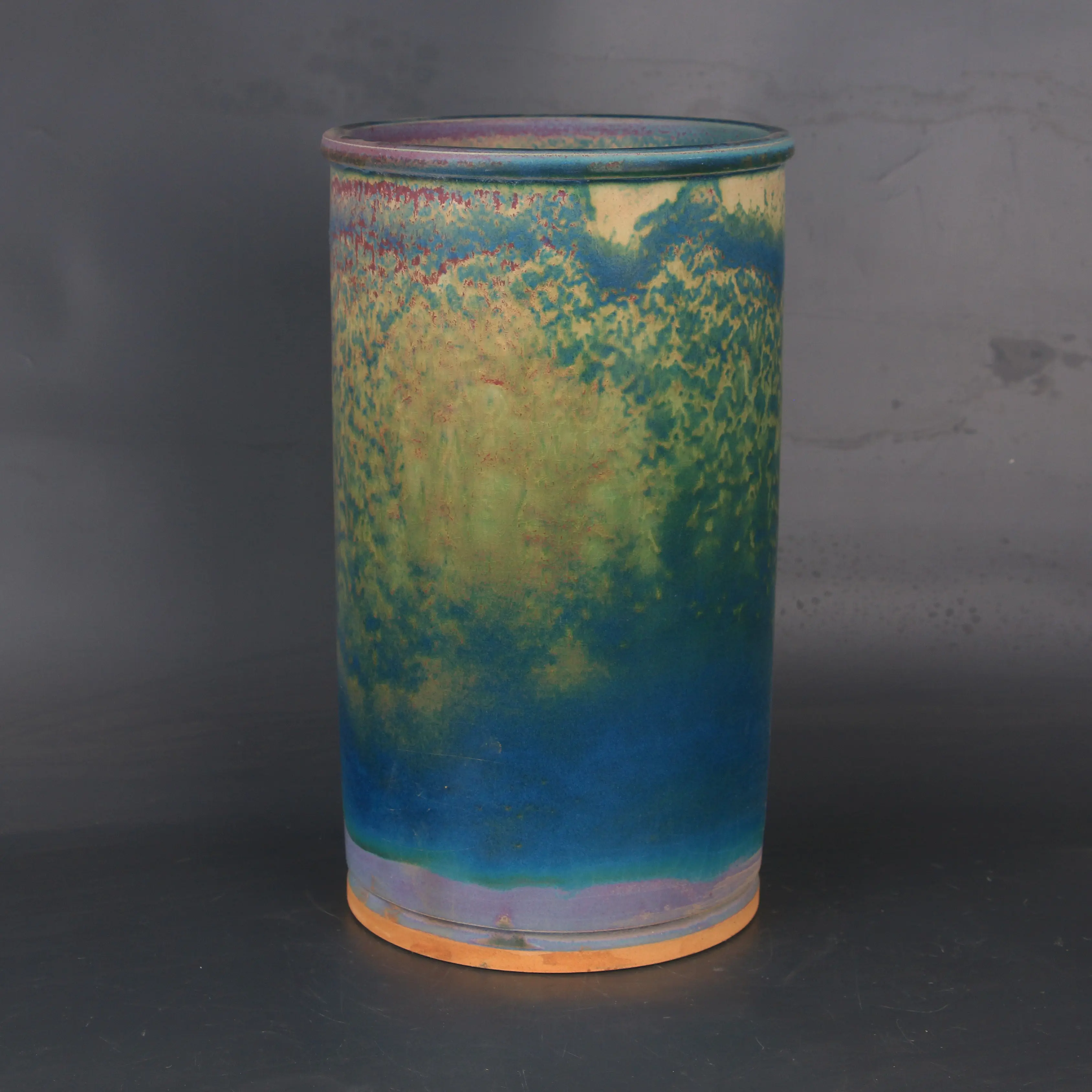 Chinese Antique Style Jun Kiln Iridescent Glaze Brush Pot Scroll Holder Porcelain Home Decor Handmade Gift