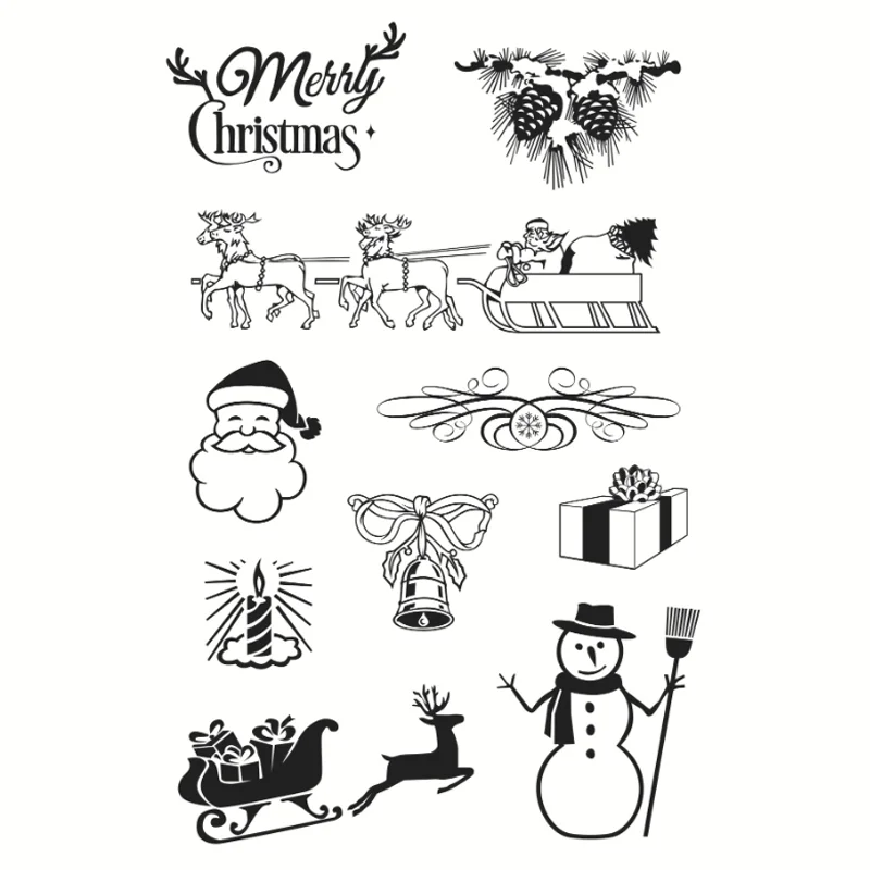 

Merry Christmas Snowman Stamps Rubber Transparent Silicone Seal DIY Hand Account Scrapbooking Journal Decoration Crafts Stencils