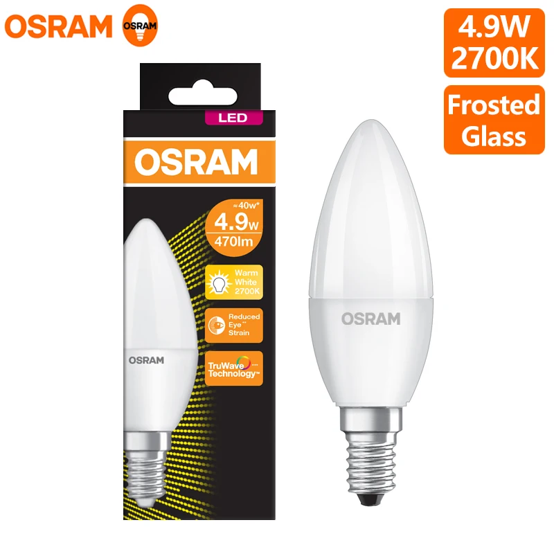 

OSRAM LED Value Classic B Bulb 4.9W 827 220V Lamp E14 Frosted Glass 2700K Warm White Color Indoor House Room Light AC46274