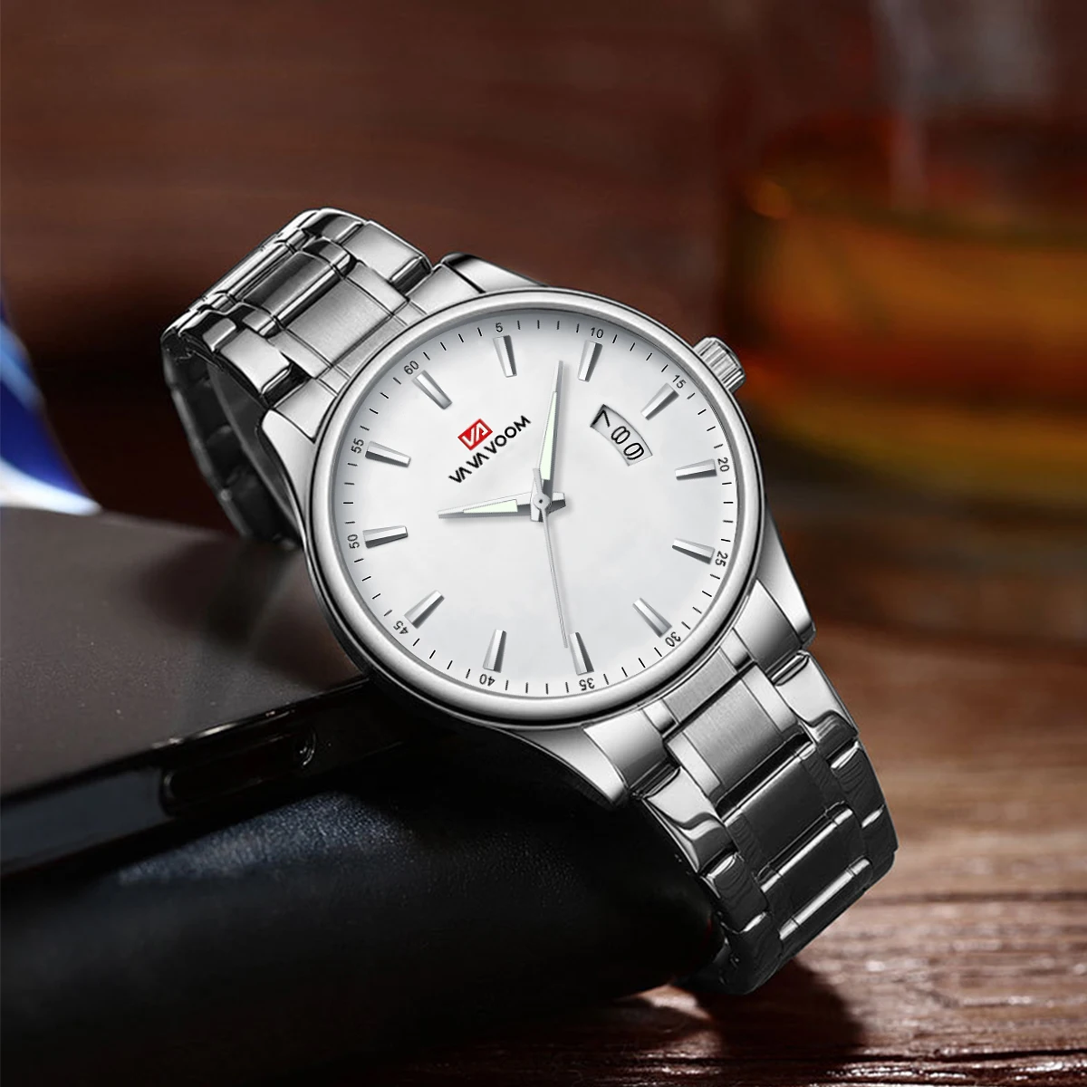 2025 New Business Mens Watch Luxury Luminous Dial Original Quartz Movement Stainless Steel Strap Silver Simulated Timing Watches