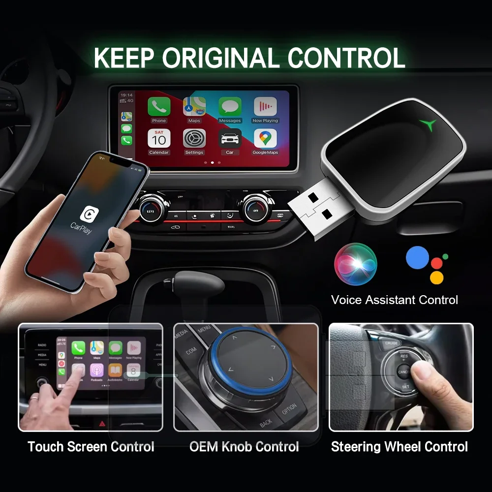 2 في 1 سلكي إلى محول CarPlay اللاسلكي وتوصيل وتشغيل محول Android Auto اللاسلكي #1