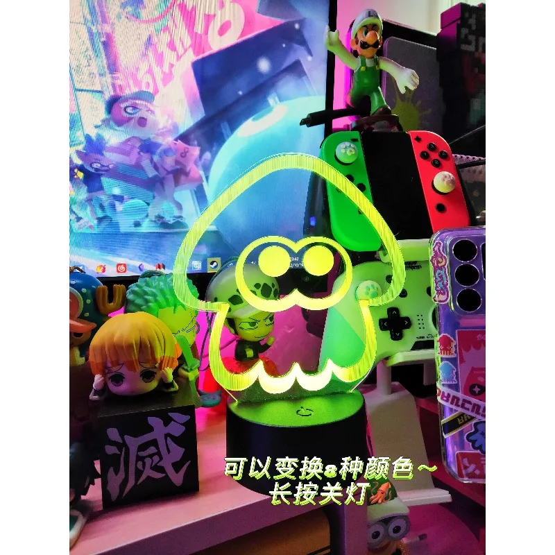 Game Splatoons 3 Night Light Cute Squid Octopus Seven-color Lamp Home Bedroom Bedside Atmosphere Lights Decoration Cospaly Gifts